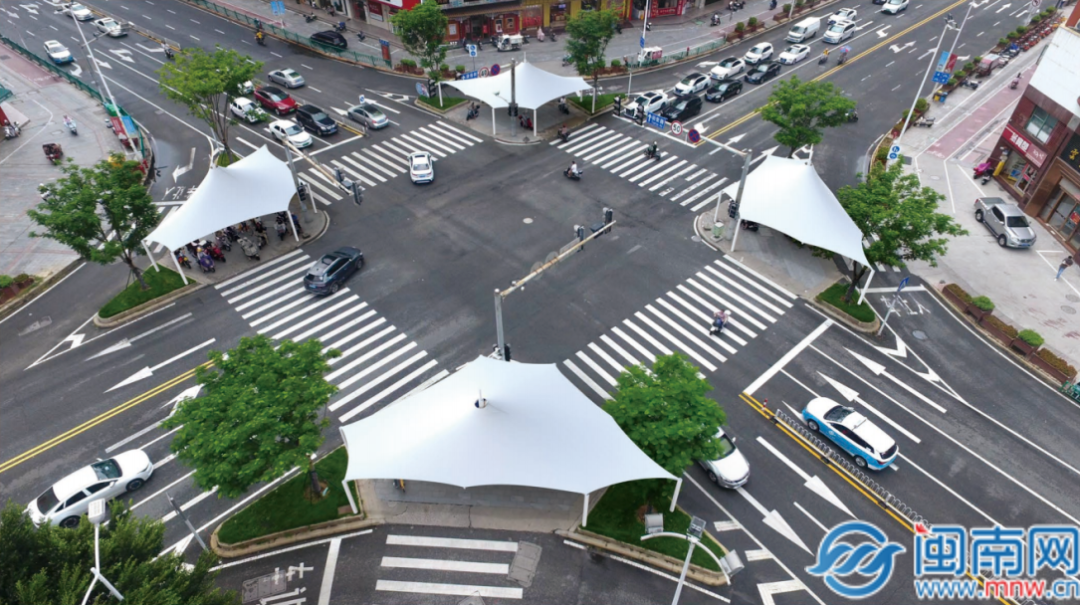 泉州中心市区首个交通岛遮阳棚开建！预计3月底完工(图3)