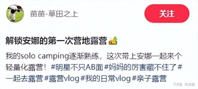 苗苗转换新赛道！带娃体验露营生活亲自砍柴烧火成翻版李子柒(图1)